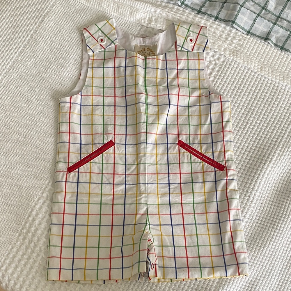 The Beaufort Bonnet Company Multicolor Plaid Romper